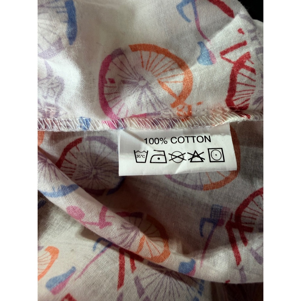 Rock Flower Paper Cotton Nightshirt XL Bicycle Print Sleep Shirt Lounge Relax - Picture 7 of 7